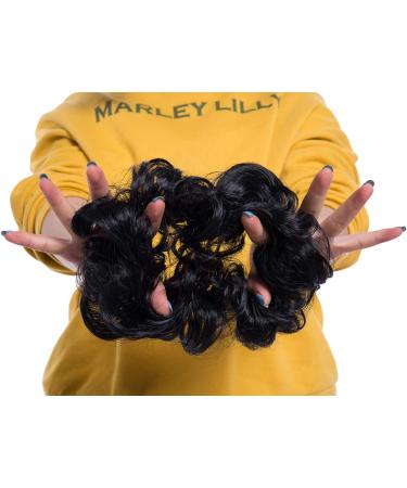 Women Messy Hair Scrunchy Scrunchie Bun Up Do Hair Piece Hair Ribbon Ponytail Hair Extensions Wavy Messy Dark Black - Buy Online on GoSupps.com