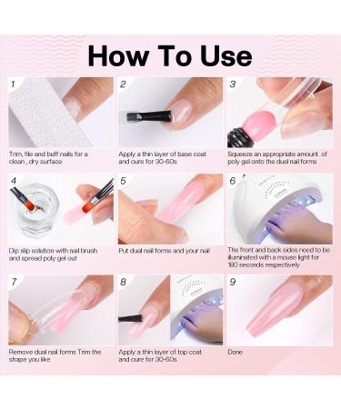 Morovan Poly Gel Nail Kit with Drill and Lamp - Complete Professional Set for Nail Art Extension - 48W Light Included - A1-Clear White Pink - Buy Online on GoSupps.com