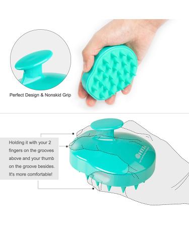 HEETA Hair Scalp Massager Shampoo Brush 2 Pack - Silicone Bristles, Remove Dandruff, Waterproof Hair Scrubber for Men & Women - Green & Black - Buy Online on GoSupps.com