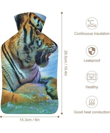 Tiger Water Hot Water Bottle with Plush Cover - Ideal Hand Warmer for Adults & Kids - 26.5x15.3cm | Shop Internationally - Buy Online on GoSupps.com
