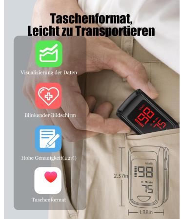 Oxygen Saturation Measuring Device - HOLFENRY Black Pulse Oximeter for Accurate Finger Pulse & Oxygen Level Tracking - Buy Online on GoSupps.com