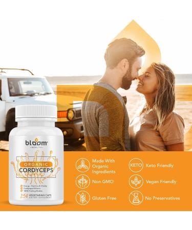 Bloom Health Cordyceps Mushroom Capsules - 1000MG Energy and Endurance Support (125-Day Supply) - Organic, Non-GMO, Vegan-Friendly - Buy Online on GoSupps.com