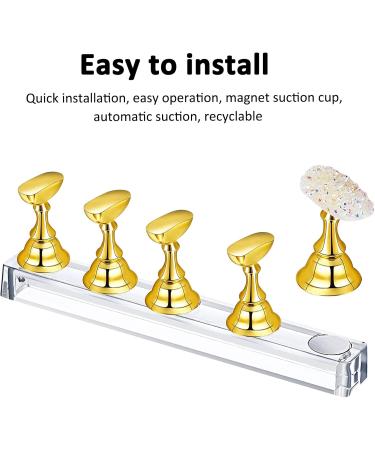 Yasmous 2 Sets Magnetic Crystal Nail Art Holder Display Stands - Gold and Silver | Nail Art Practice for False Nails Manicure - Buy Online on GoSupps.com