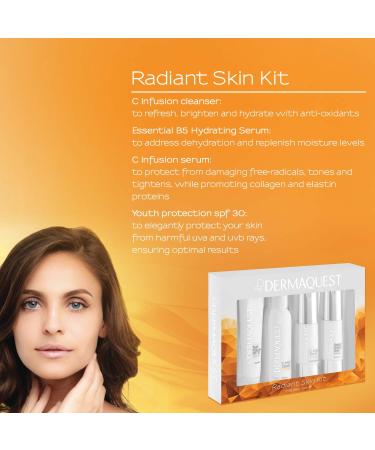 DermaQuest Radiant Skin Protective Anti-Aging Facial Kit | Antioxidant Wash Hyaluronic B5 Retinol Vitamin C SPF50 Sunscreen - Shop Internationally - Buy Online on GoSupps.com