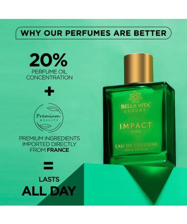 Impact Man Eau De Cologne Perfume with Mandarin Orange Patchouli Cedar | Woody Citrusy Long Lasting EDC Fragrance Scent Spray for Men 100 ML 3.38 Floz. - Buy Online on GoSupps.com