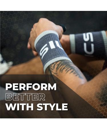 PICSIL Cotton Wrist Sweatbands - Absorbent & Stretchable Bands for Fitness & Tennis - Anti-Chafing - 1 Pair Grey - Buy Online on GoSupps.com