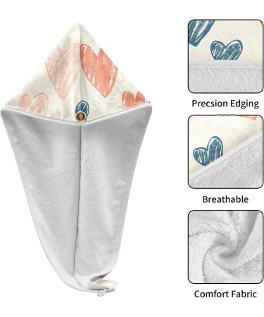 Buy Abstract Geometric Doodle Hearts Hair Towel 2 Pack | Super Absorbent Quick Dry Hair Turbans for Women & Girls - Buy Online on GoSupps.com