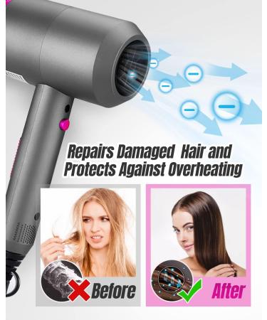 Tuare 2000W Professional Ionic Hair Dryer with Diffuser and Concentrator - Fast Drying, 2 Speeds, 3 Heat Settings, Cool Shot Button - Gray - Buy Online on GoSupps.com