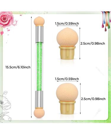 Greoer Nail Art Sponge Brush Applicator with 4 Replacement Heads - Ombre Sponge Nail Design Tool for UV Gel and False Nails - Green - Buy Online on GoSupps.com