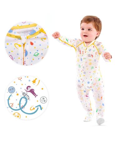 Boy's Eczema Sleep Suit for Babies - Itch Relief for Baby Eczema - These Eczema Pajamas for Babies can Also be Used as a Wet Wrap Suit (0-6M (15-18LBS / 27 Tall)) (0-6M (15-18LBS / 27 Tall))