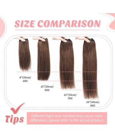Vlasy Copper Brown Clip in Hair Extensions 14 Inch - Seamless Natural Human Hair Weft Extensions for Women - Buy Online on GoSupps.com