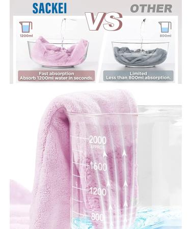 Sackei Microfiber Hair Drying Towel Wrap - Super Absorbent Hair Turban for Kids and Women - Anti Frizz - Purple, Medium Size - Buy Online on GoSupps.com