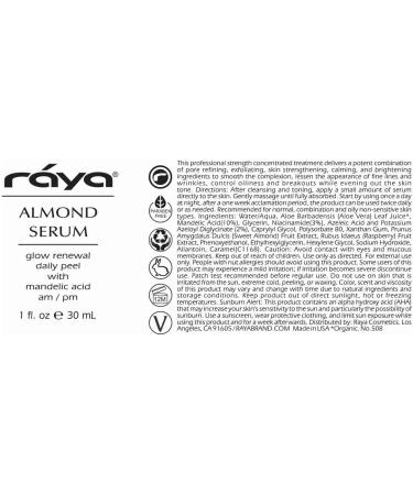 RAYA Almond Serum | Exfoliating Facial Peel for Oily & Combination Skin | Minimize Pores & Brighten Complexion - International Shipping Available - Buy Online on GoSupps.com