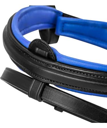 Sunride English Combined Bridle Hawaii - Soft Real Leather Adjustable & Anatomical for Ponies (Black/Blue) - International Shipping Available - Buy Online on GoSupps.com