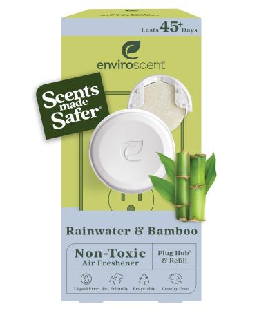 Enviroscent Non Toxic Air Freshener (Rainwater & Bamboo) Plug-in Air Freshener for Home | Essential Oil Plug In | Home Fragrance Last 45+ Days | 1 Refillable Air Freshener Plug In & 1 Scent Refill Rainwater & Bamboo 2 Piece Set