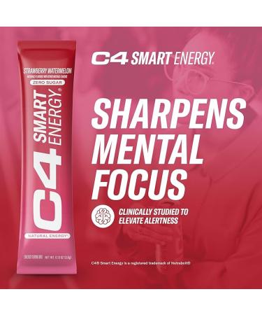 C4 Smart Energy Powder Stick Packs - Sugar Free Performance Fuel & Nootropic Brain Booster  Coffee Substitute or Alternative | Strawberry Watermelon - 20 Count - Buy Online on GoSupps.com