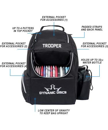 Dynamic Discs Trooper Backpack Prime Burst Disc Golf Starter Set with Trooper Bag | 3 Prime Burst Discs Included - Judge, Truth, Escape (Black) - Buy Online on GoSupps.com