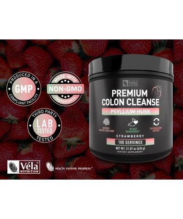 Psyllium Husk Powder Colon Cleanser - Strawberry Flavor | Supports Healthy Digestion, Detox & Weight Management | 100 Servings - Buy Online on GoSupps.com