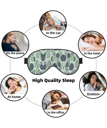 Green Tropical Leaves Print Unisex Sleep Mask - Double-Sided Eye Mask for Sound Sleep & Skin Care - Buy Online on GoSupps.com