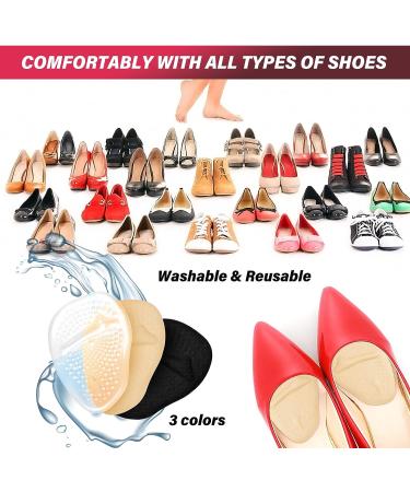 WLLHYF 3 Pairs Metatarsal Pads - Non-Slip Ball of Foot Cushions for High Heels - Reusable Gel Inserts for Foot Pain Relief - Skin Color, Black, Transparent - Buy Online on GoSupps.com