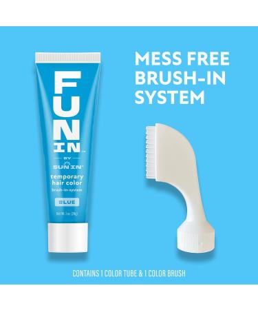 Fun In by Sun In Temporary Hair Color Blue - Easy Brush Applicator Washes Out in One Shampoo Gluten-Free Paraben-Free Alcohol-Free Cruelty-Free - Buy Online on GoSupps.com