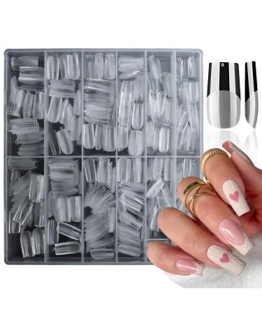 LoveOurHome 600pc Medium Square Fake Nail Tips Full Cover Clear Acrylic False Nails Short Soft Gel X Nail Art Tips Artificial Fingernails for Salon and Home Nail Manicure Design - Buy Online on GoSupps.com