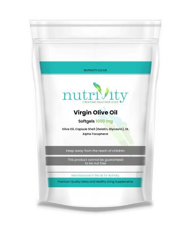 Virgin Olive Oil High Strength 1000mg Soft Gels Omega 3 6 for Health Heart by Nutrivity UK Manufactured to GMP Standards (60)