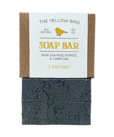 The Yellow Bird Natural Bar Soap (Dead Sea Mud Pumice Charcoal 2 Bar Pack) Dead Sea Mud Pumice Charcoal 2 Bar Pack