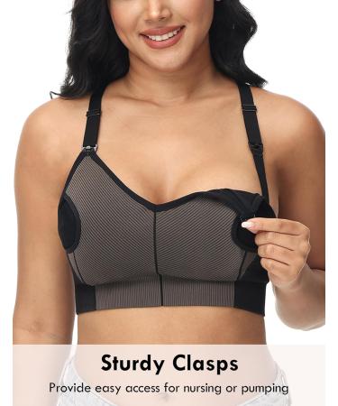 HOFISH Women's Padded Pumping Sports Bra - Medium Support Racerback for Yoga Exercise - Black/Cameo - Buy Online on GoSupps.com