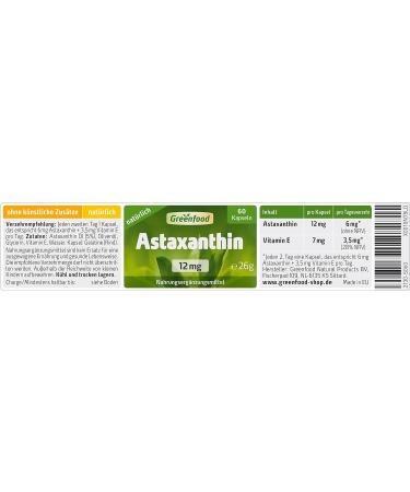 Buy Greenfood Astaxanthin 12 mg - High Dose Natural Carotenoid Capsules 60 Count - No Additives Non-GMO - Optimize Wellness! - Buy Online on GoSupps.com