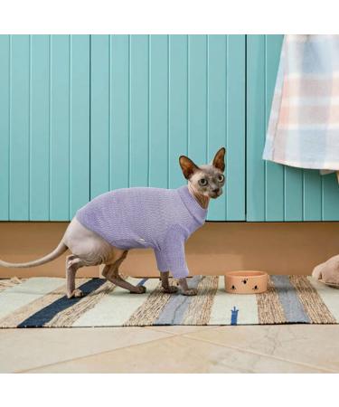 Buy Pumyporeity Cat Cotton Clothes - Warm Sweater & Soft Jumper for Hairless Cats | Stylish Vest Shirts & Costumes for Small to Large Cats (Purple S) - Buy Online on GoSupps.com