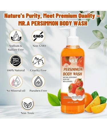 MR.A Persimmon Body Wash for Strong Body Odor Persimmon Liquid Soap for Old People Smell Nonenal Eliminator Purifying & Deodorizing Wash 10FL OZ - Buy Online on GoSupps.com