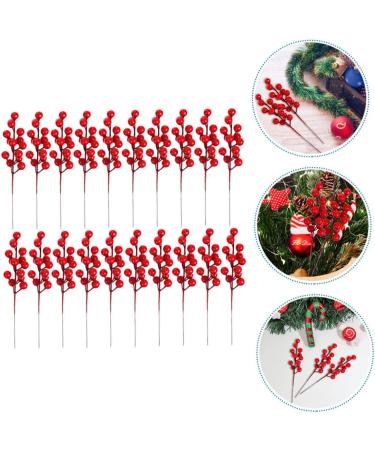 ABOOFAN 50 Pcs Artificial Berry Cuttings Artificial Berry Stems Pick Christmas Tree Decoration Ornaments Christmas Red Berries Branches Artificial Berry Branches Red Fruit Foam Fork - Buy Online on GoSupps.com