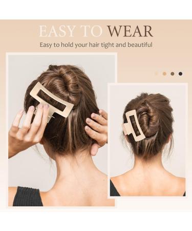 8 Pack Large Hair Claw Clips for Women - Flower & Rectangular Styles with Hair Ties - Neutral Colors - 4.1 Inch - Buy Online on GoSupps.com