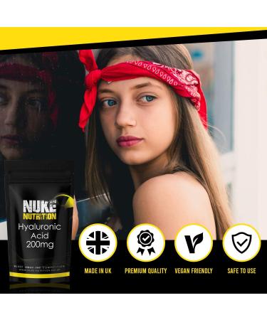 Nuke Nutrition Hyaluronic Acid Tablets - 60 Count (200mg) - Skin, Hair & Nails Supplement - Hydrate & Moisturize - Anti-Aging Properties - 100% Natural Ingredients - Buy Online on GoSupps.com