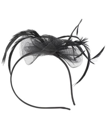 Minkissy 1PC Headband Mesh Gauze Hair Hoop Fascinator Headband Queen Headpiece for Party Wedding Prom ( Black )