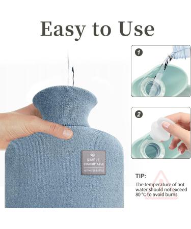 Large 2L Hot Water Bottle with Knitted Cover - Pain Relief & Comfort | Ideal Gift for Men Women & Kids - Blue & Green - Buy Online on GoSupps.com