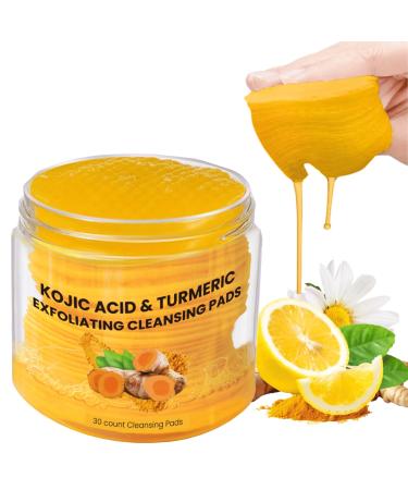Turmeric Kojic Acid Pads - Face Exfoliator Pad - Face Pads Cleansing Pads - Toner Pads for Acne - Face Wipes Exfoliating Pads - Facial Pads - Shrink Pores Brighting Gentle Cleaning