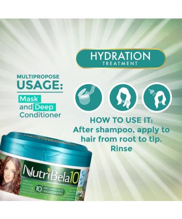 Nutribela Hydration Hair Mask & Deep Conditioner - 2 Pack for Damaged & Dry Hair with Avocado Argan Collagen Coconut Oil Keratin Aloe Vera Vitamin E & Shea Butter - Ideal for Curly & Frizzy Hair - Buy Online on GoSupps.com