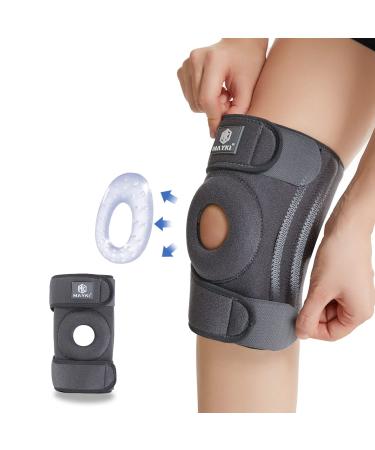 MAYKI Knee Support Men 1 PCS Adjustable Knee Support Brace for Men/Women with Patella Gel Pad Breathable Knee Supports for Arthritis/Ligament Damage Knee Brace for Running/Weight Lifting One Size Grey 1