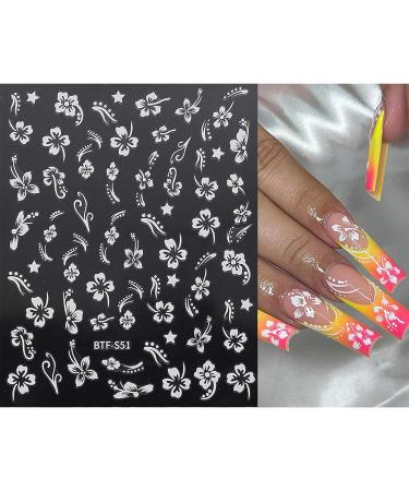 JMEOWIO 9 Sheets Spring Flower Nail Art Stickers Decals Self-Adhesive Colorful Summer Floral White Nail Supplies Nail Art Design Decoration Accessories - Buy Online on GoSupps.com