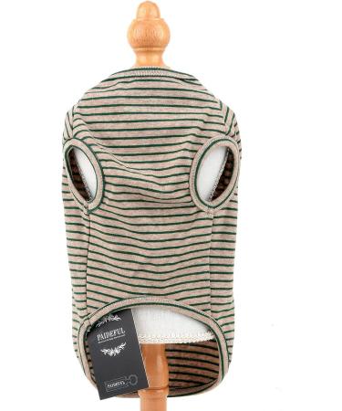Paidful British Little Dog Shirt | Striped Cotton T-Shirt for Boys | Soft Summer Vest for Puppies & Cats | Chihuahua & Yorkie Clothing - Green L (30cm/42cm) - Buy Online on GoSupps.com