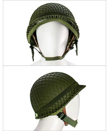 QWORK M1 Green Helmet Replica with Net Cover - WWII US Army Outdoor Field Steel Helmet - Buy Online on GoSupps.com