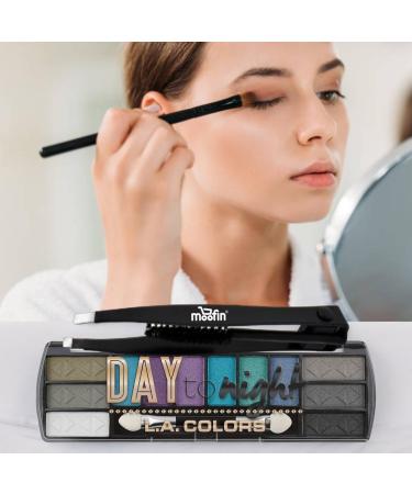Day To Night 12 Color Eyeshadow Palette - Intense Pigmentation Blendable Shades & Dual-Sided Applicator | Bundle with Eyebrow Tweezers | Pack of 2 - Buy Online on GoSupps.com