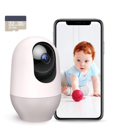 Nooie Baby Monitor with 32G SD 360-degree Baby WiFi Monitor1080P Smart Baby Monitor with Motion Tracking IR Night Vision 2 Way Audio &Sound Detection Works with Alexa SD Card and Cloud SD Card included