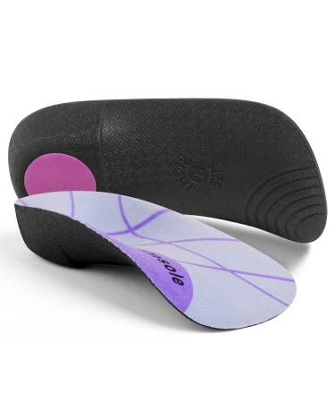 3/4 Length Arch Support Insoles for Men and Women  Medium Size Planter Fasciitis High Arch Support for Work Boots  EVA Orthotic Shoe Inserts for Flat Feet  Over-Pronation  Relief Foot Heel Spur Pain Purple M(Men's 6.5-8....