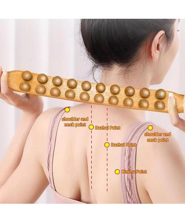 Gua Sha Wooden Stick with 20 Pearls - Lymphatic Drainage & Muscle Relaxation Massage Tool for Neck Back Legs & Body - Premium Wooden Massage Roller - Buy Online on GoSupps.com