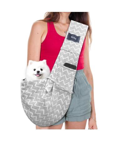 Cuby carriers dogs little dog cat sling pet carrier single shoulder pet bag for travel dog tag bag (gray stripes) l 10 x W 10 x H 5 cm soft cotton gray stripes - Buy Online on GoSupps.com