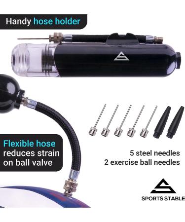Sports Stable Dual Action Ball Pump with 5 Needles & Adaptor - Black | For Football, Basketball, Soccerball, Volleyball & More - Buy Online on GoSupps.com