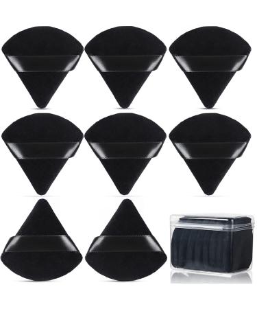 Powder Puff 8 Pcs Face Makeup Puffs Triangle Wedge Shape Soft Velour Powders Puffs for Loose Mineral Powder Body Powder Cosmetic Foundation Wet Dry Beauty Makeup Tool (Black)